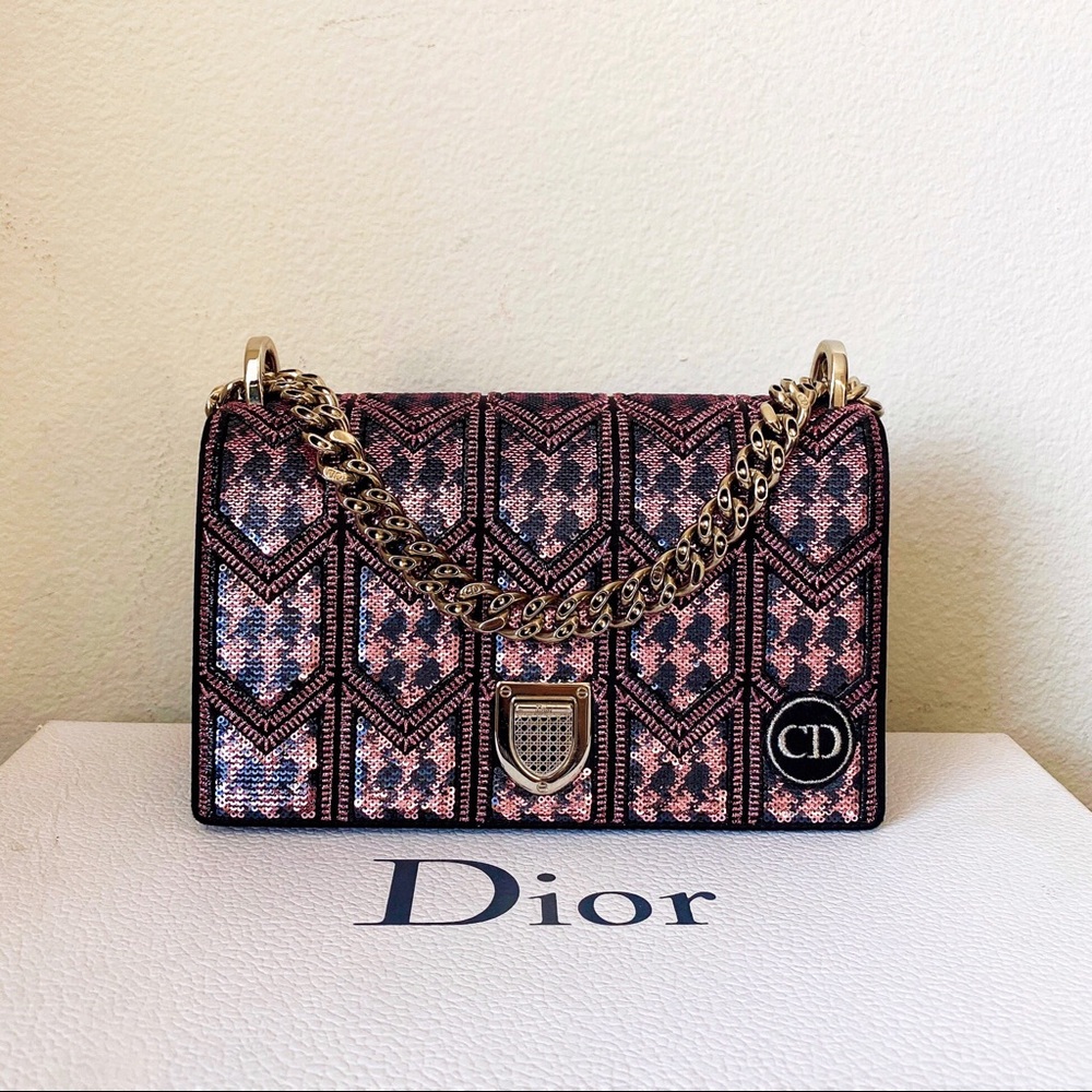 Dior Embroidered Sequin Diorama Silver Hardware